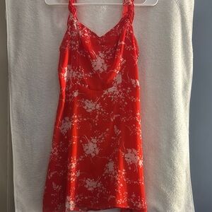 Red and White Floral Dress